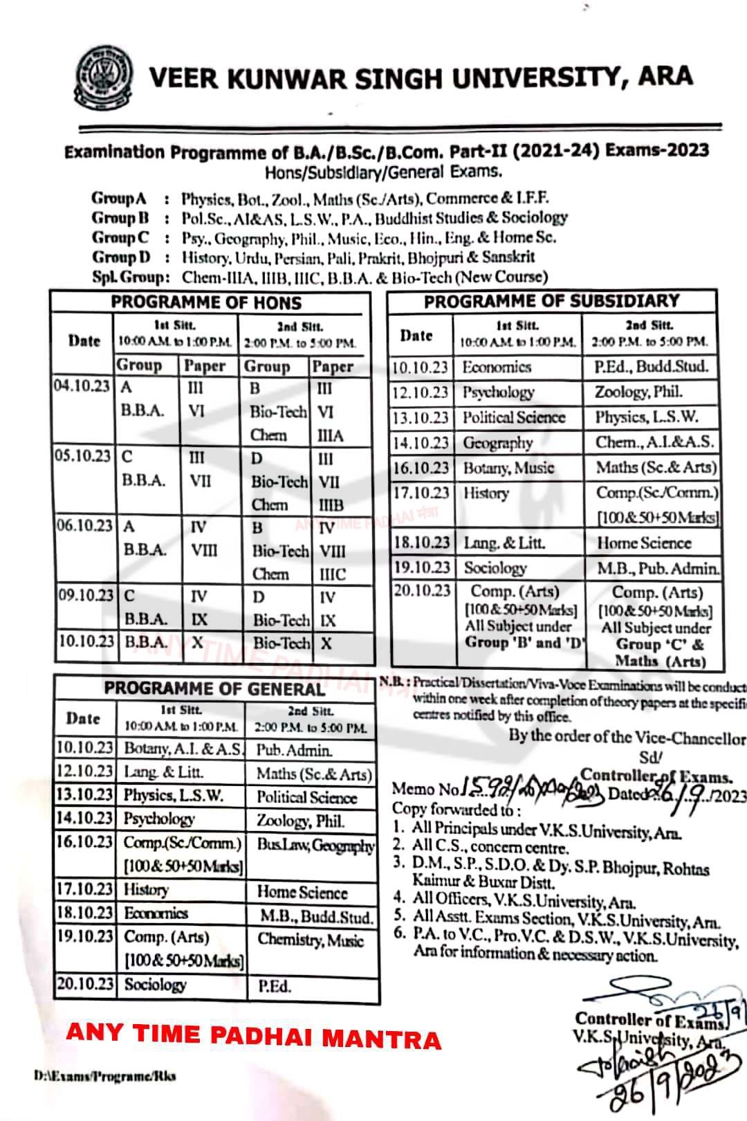 Vksu Part 2 Exam Date 2023 Vksu Part 2 Exam Routine 2023 St Result